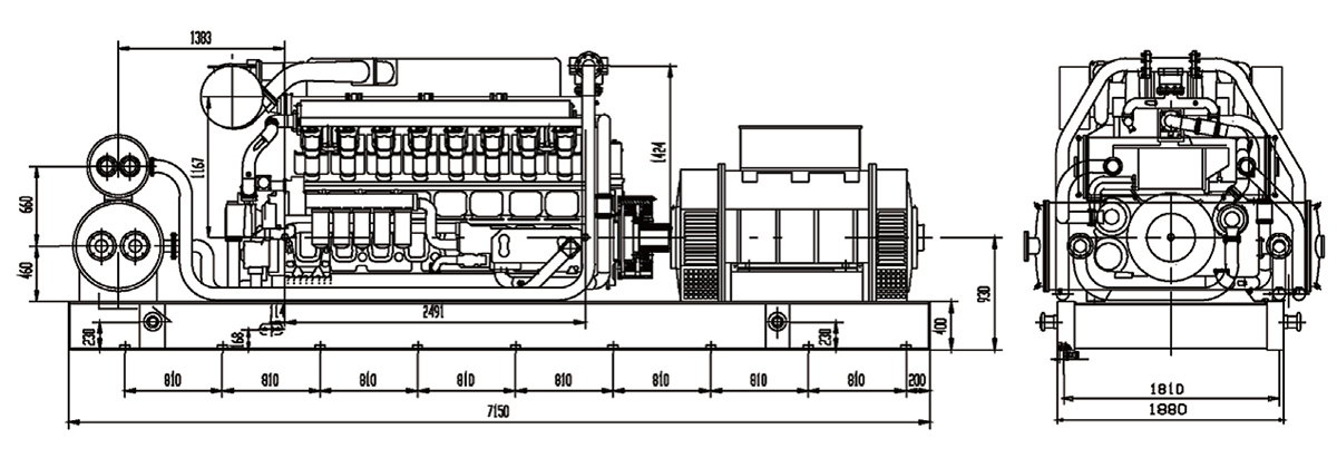 Габаритный чертеж дизель-генераторной установки 